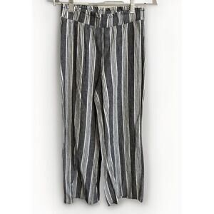 Pink Rose Pants Womens Small Gray &‎ White Striped Pull On Boho Wide Leg (e1)